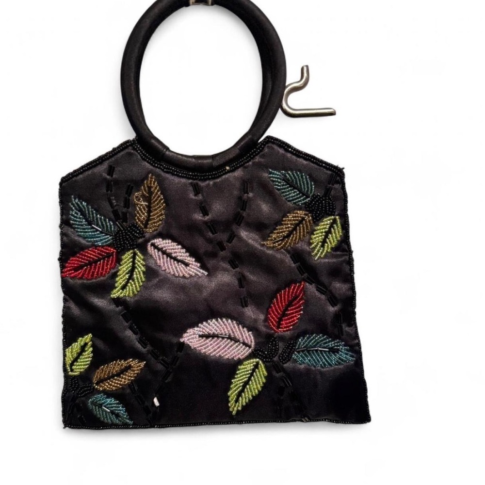 Bi Joux Terner Vintage Beaded bag- floral Black